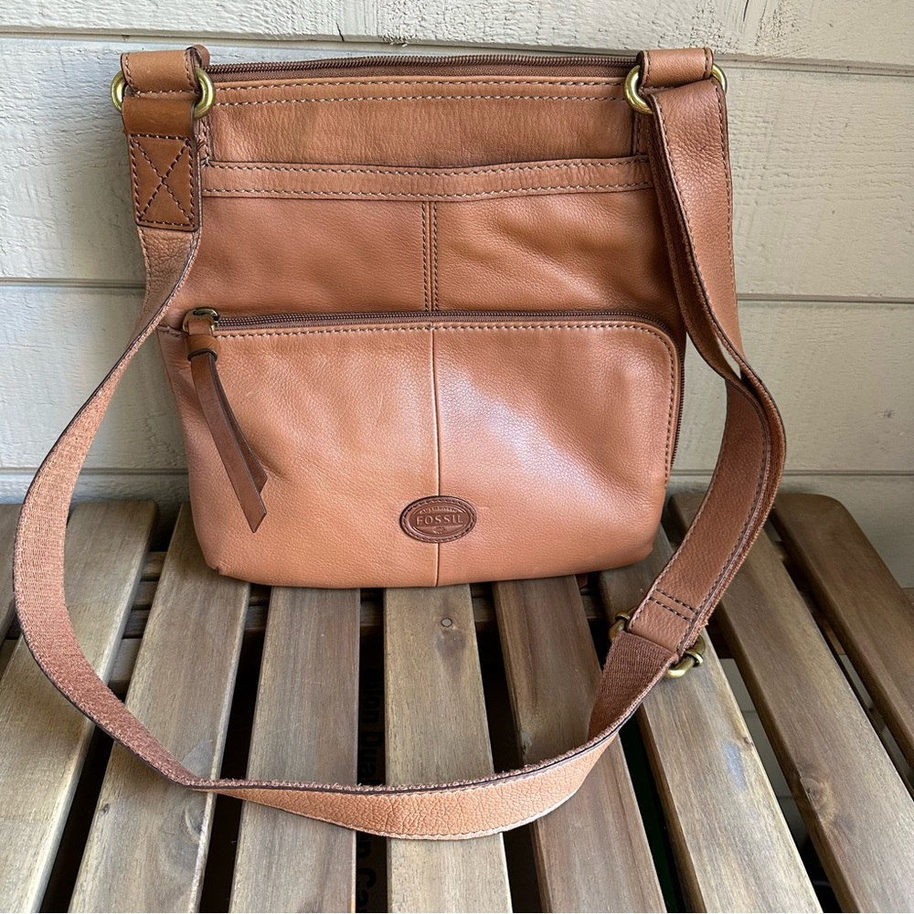 Fossil Morgan Traveler Brown Leather Crossbody Bag - Picture 1 of 16